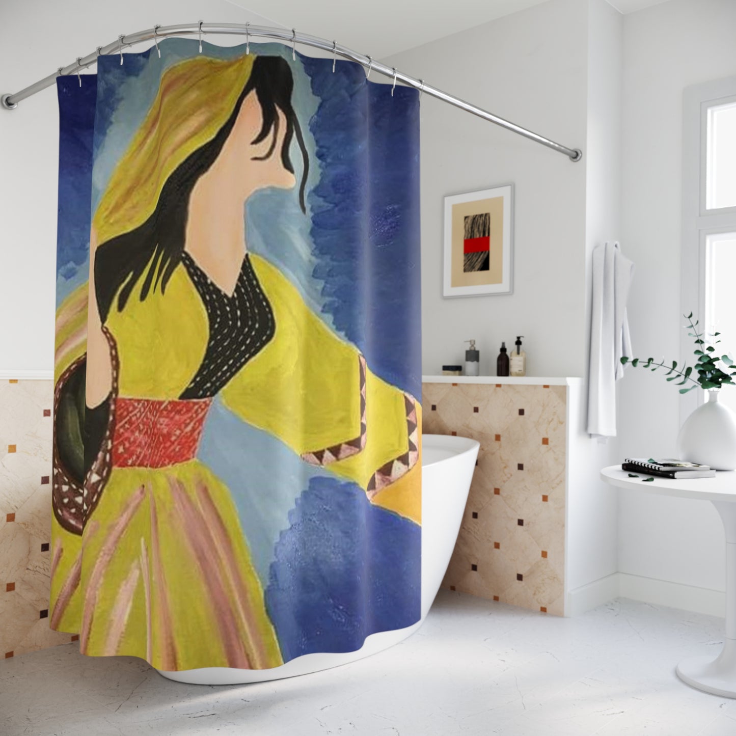 Artistic Woman Shower Curtain - Vibrant Bohemian Bathroom Decor