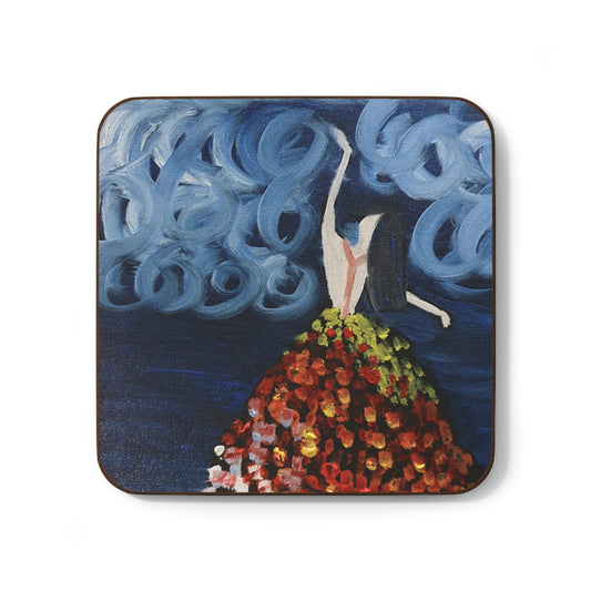 Artistic Hardboard Coaster - Colorful Floral Design for Home Decor
