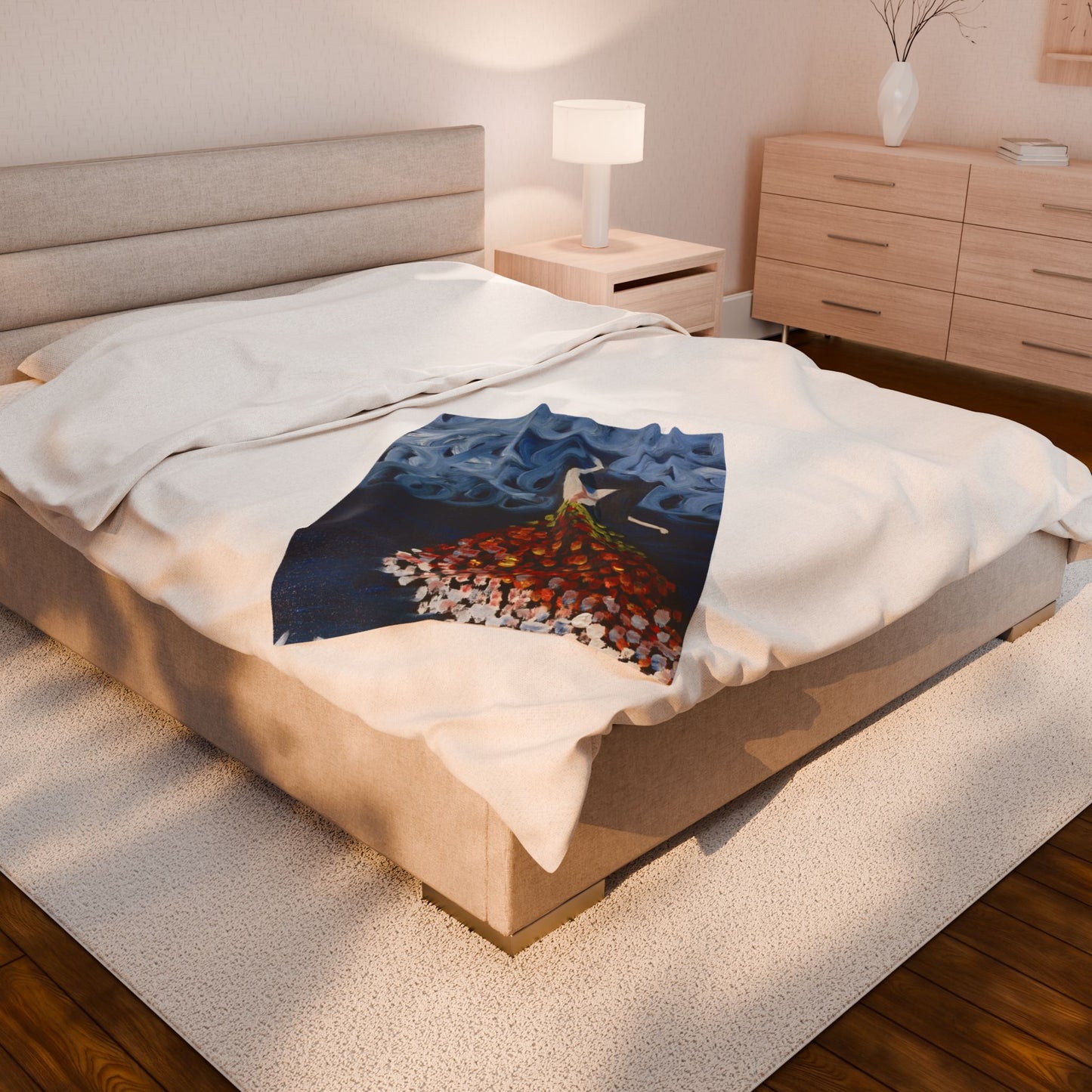 Artistic Velveteen Plush Blanket - Cozy Flower Design for Home Decor