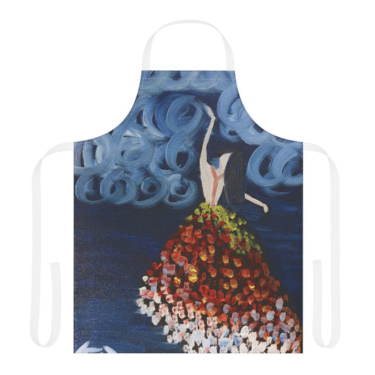 Artistic Floral Apron with 5-Color Straps - Perfect for Creative Chefs