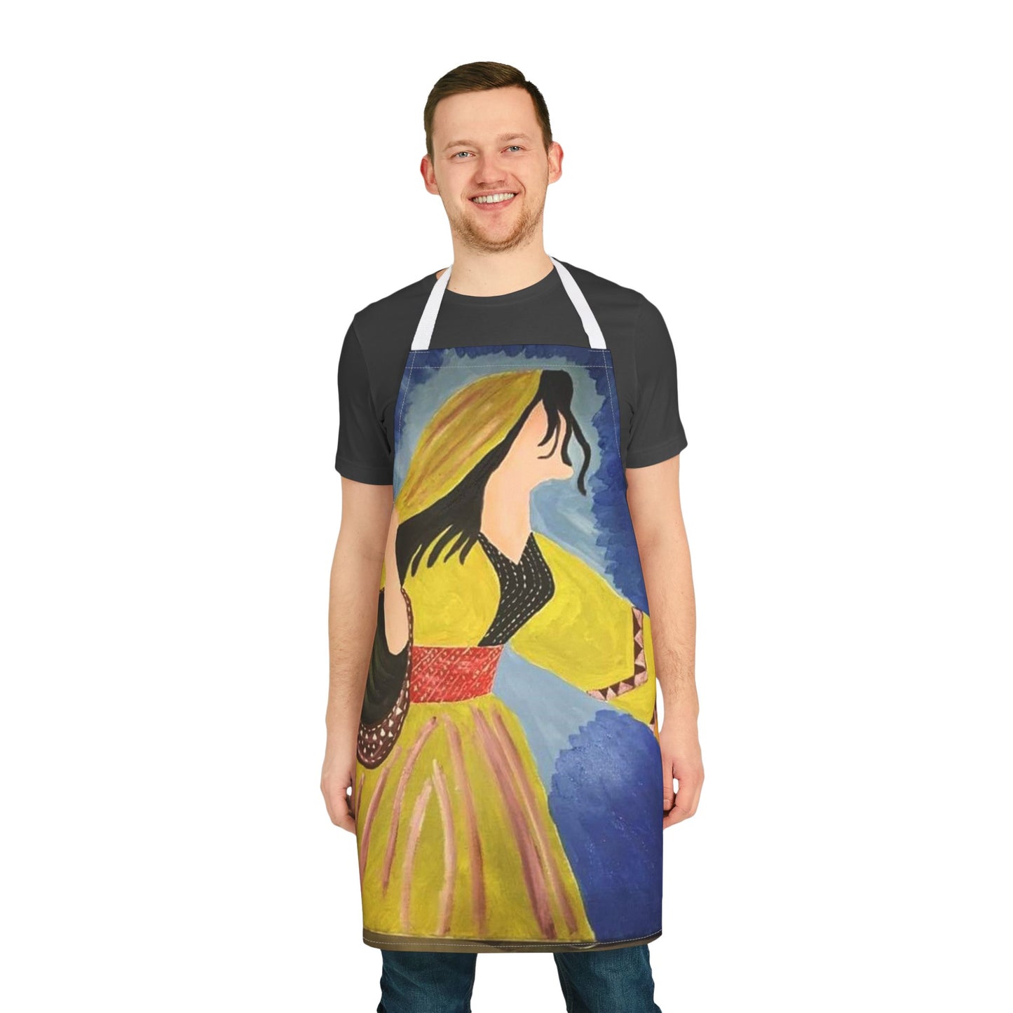 Bohemian Art Apron with 5-Color Straps - Unique Kitchen Accessory for Cooking & Baking