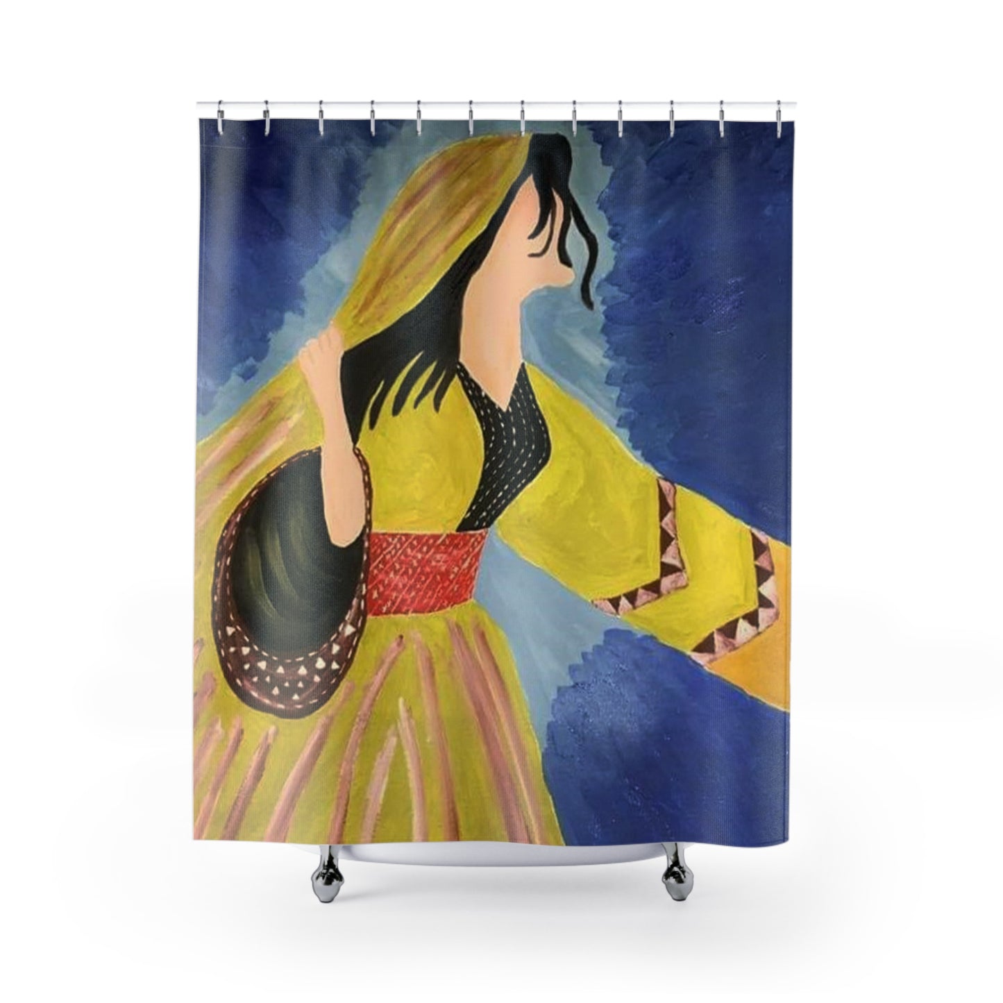 Artistic Woman Shower Curtain - Vibrant Bohemian Bathroom Decor