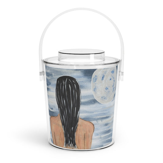 Moonlit Serenity Ice Bucket with Tongs - Perfect for Celebrations